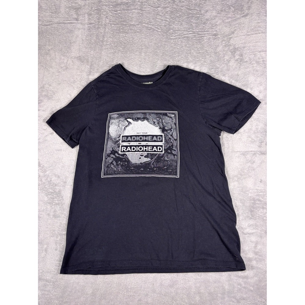 Radiohead Music T-Shirt 2017 Tour Mens L Black Crew Neck Short Sleeve